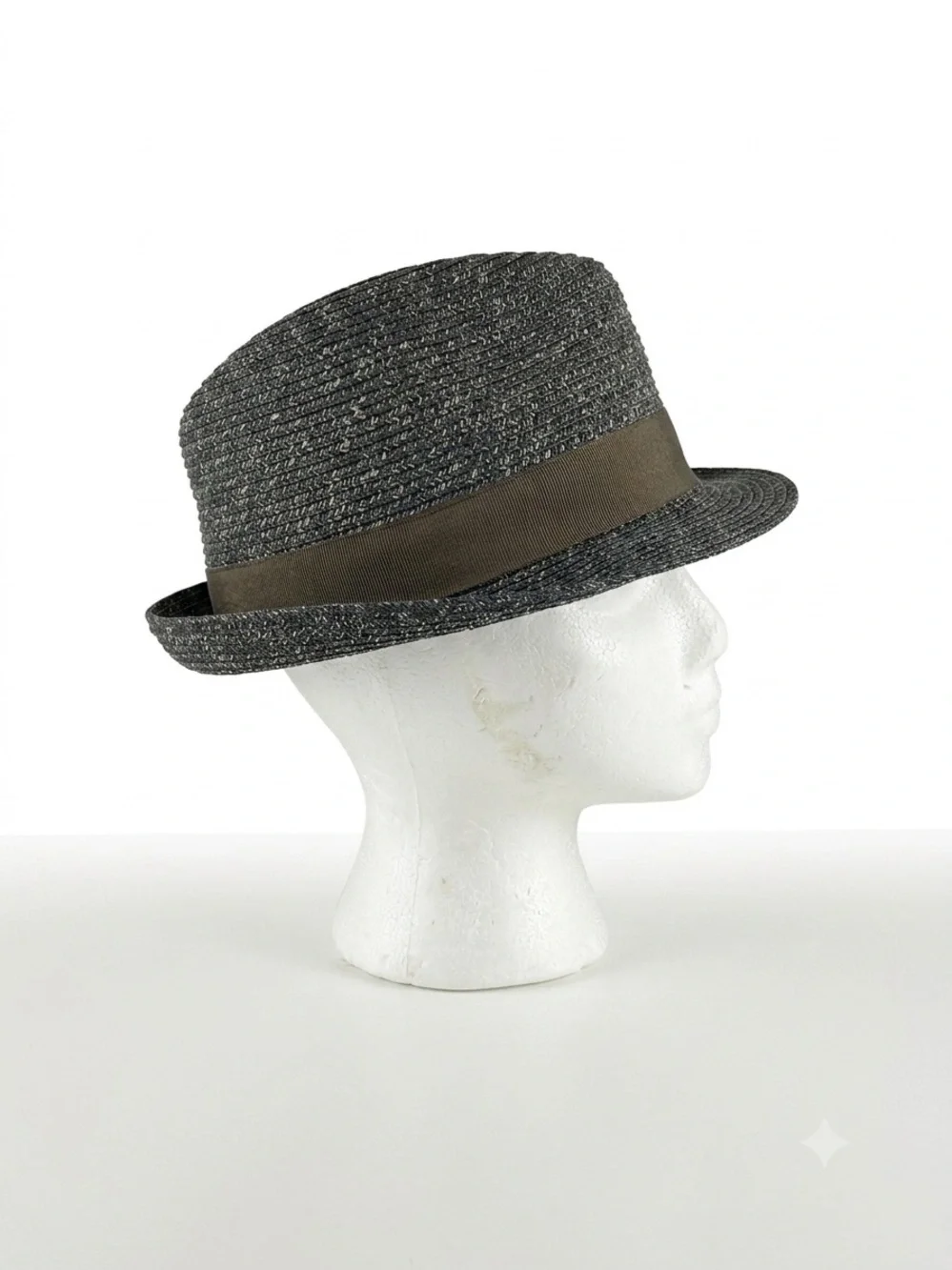 Saks Fifth Avenue Heather Green Straw Unisex Fedora with Olive Band, Sz L